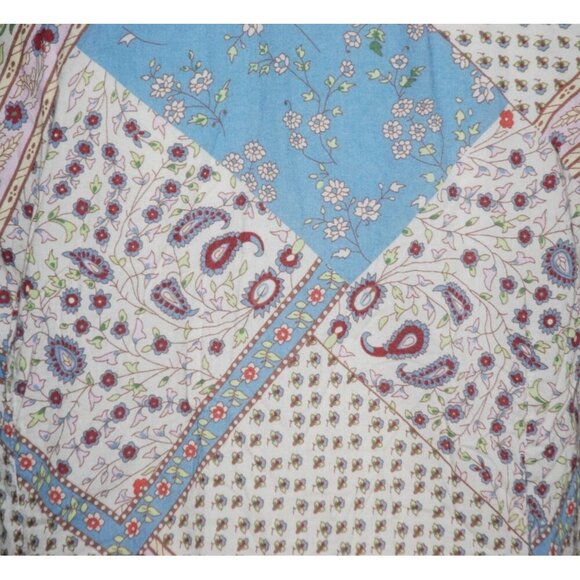 Lemon Grass Patchwork Ladies Blouse Top Size XL Button Up Gannycore Artsy Hippie - Picture 6 of 7